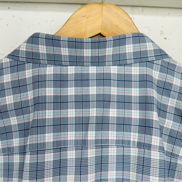 UnTuckIt Men’s size XXL Berklin Blue & White Plaid Ling Sleeve Button Down Shirt - Picture 9 of 14